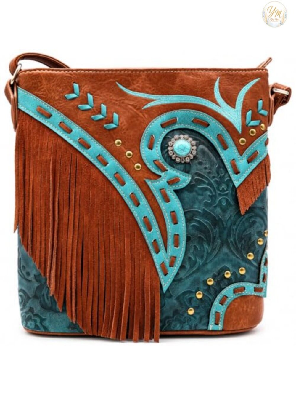 Western Fringe Crossbody Purse with Adjustable Strap, Faux Leather